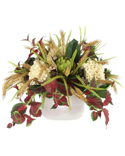 Creative Displays Rustic Fall Arrangement With Cream Hydrangeas In Red
