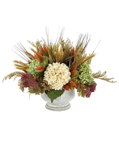 Creative Displays Rustic Fall Arrangement With Green Hydrangeas In Orange