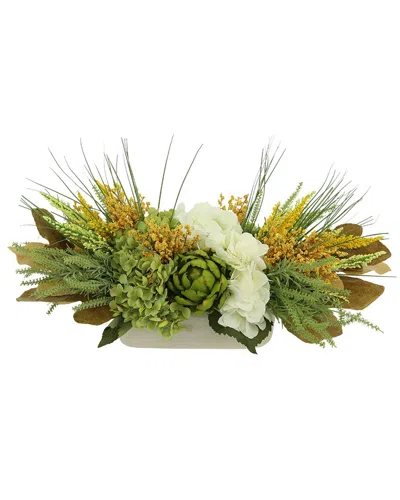 Creative Displays Rustic Fall Centerpiece With Assorted Hydrangeas In Yellow