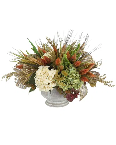 Creative Displays Rustic Fall Centerpiece With Tan Pampas & Hydrangeas In  Stone Pot In Multi