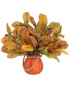 Creative Displays Rustic Fall Leaves Arranged In Orange Pumpkin Vase In Orange