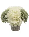 Creative Displays Seafoam And White Hydrangea Floral Arrangement In White