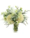 Creative Displays Seafoam & White Hydrangea With Berry Floral Arrangement In Cream