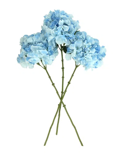 Creative Displays Set Of 3 Blue Hydrangea Floral Stems In Green