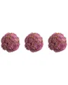 Creative Displays Set Of 3 Decorative Pink Sedum Balls In Pink