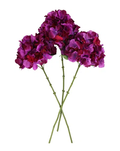 Creative Displays Set Of 3 Magenta Hydrangea Floral Stems In Pink