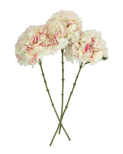 Creative Displays Set Of 3 Pink Hydrangea Floral Stems In White