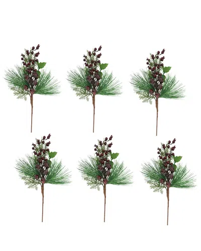Creative Displays Set Of 6 Christmas Berry Pick In Green