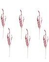 Creative Displays Set Of 6 Christmas Berry Stem In Red