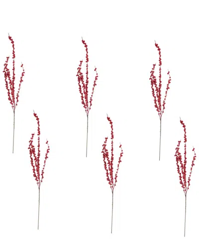 Creative Displays Set Of 6 Christmas Berry Stem In Red