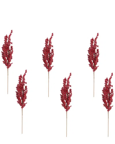 Creative Displays Set Of 6 Christmas Berry Stem In Red