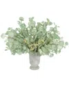 Creative Displays Silver Dollar Eucalyptus Arranged In Traditional Stone Vase In Green