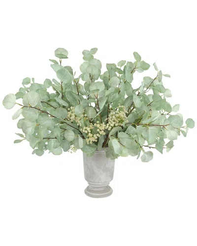 Creative Displays Silver Dollar Eucalyptus Arranged In Traditional Stone Vase In Green