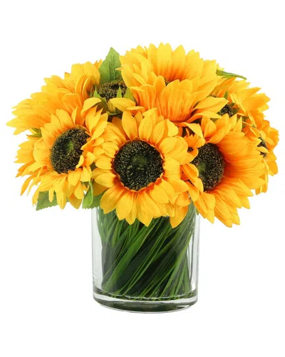 Creative Displays Sunflowers In Glass Vase In Green
