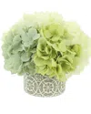 Creative Displays Teal Hydrangea In Fiberstone Pot Floral Arrangement Mix In Green