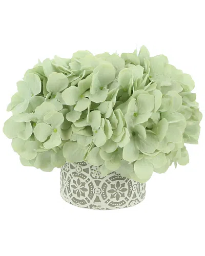 Creative Displays Teal Hydrangea In Fiberstone Pot Floral Arrangement In Seafoam