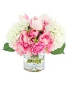 Creative Displays Traditional Centerpiece Ft. Cream Hydrangeas With Pink  Peonies & Tulips In Pink
