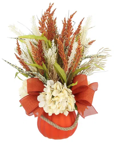 Creative Displays Traditional Fall Arrangement With Hydrangea & Wheat In Orange