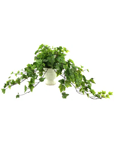 Creative Displays Traditional Frosted Ivy In Ceramic Vase In Green