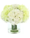Creative Displays Traditional Hydrangea Arrangement In Glass Vase In White