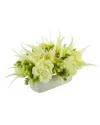 CREATIVE DISPLAYS CREATIVE DISPLAYS TRADITIONAL PEONY, FERN & SEDUM ARRANGEMENT IN A CERAMIC POT