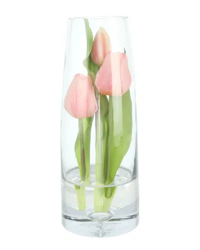 Creative Displays Tulips Arranged In A Glass Vase In Green