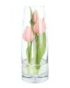 Creative Displays Tulips Arranged In A Glass Vase In Green