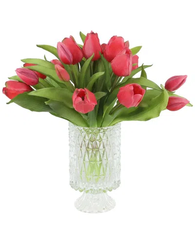Creative Displays Tulips Arranged In Glass Vase In White