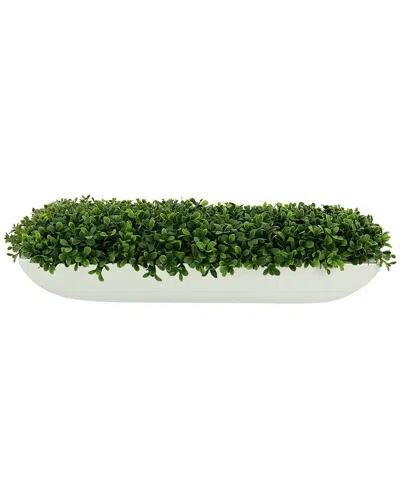 CREATIVE DISPLAYS CREATIVE DISPLAYS UV-RATED OUTDOOR BOXWOOD ARRANGEMENT IN WHITE FIBERSTONE  PLANTER