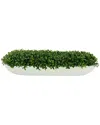 Creative Displays Boxwood Arrangement In White Glossy Fiberstone Planter In Green