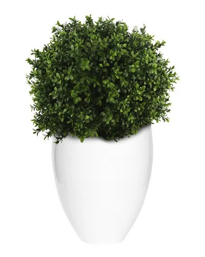 Creative Displays Uv-rated Outdoor Boxwood Topiary With Fiberstone Planter In Green