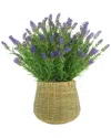 CREATIVE DISPLAYS CREATIVE DISPLAYS UV-RATED OUTDOOR LAVENDER ARRANGEMENT IN A TAN BASKET  PLANTER