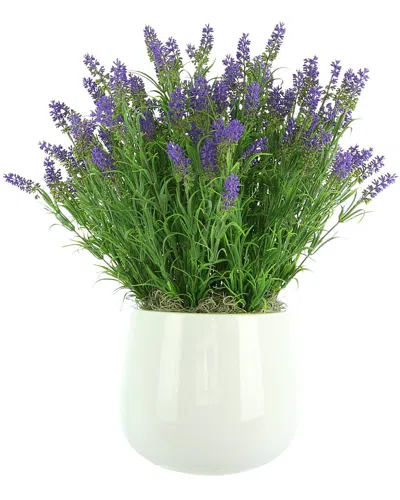 Creative Displays Uv-rated Outdoor Lavender Arrangement In A White Fiberstone  Pot In Purple