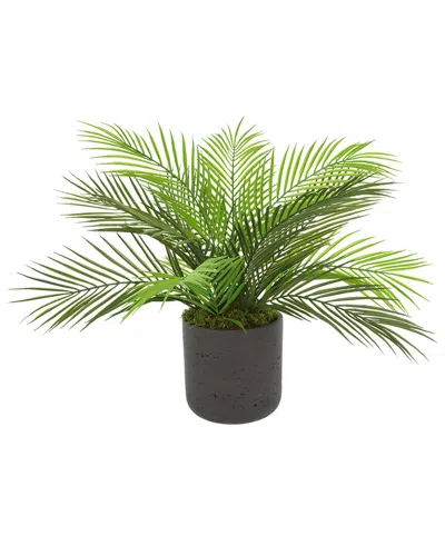 Creative Displays Uv-rated Outdoor Palm In Fiberstone Pot In Green