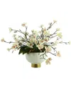 Creative Displays White Butterfly Magnolia & Leaves Floral Arrangement In White