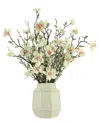 Creative Displays White Butterfly Magnolia And Pussy Willow Floral Arrangement In Cream