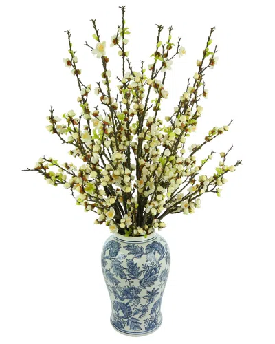 Creative Displays White Cherry Blossom Branches In Blue & White Decorative  Ceramic Vase