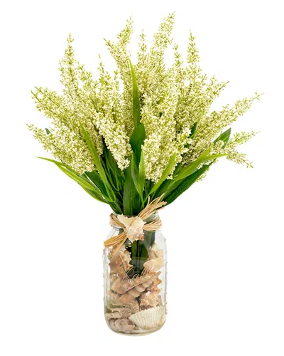 Creative Displays White Heather Floral Arrangement In Green