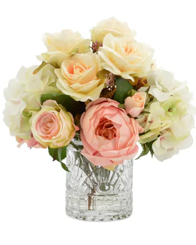Creative Displays White Hydrangea & Pink/peach Rose Floral Arrangement