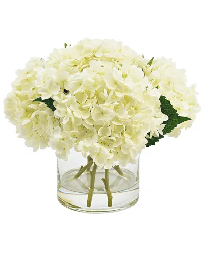 Creative Displays White Hydrangea Floral Arrangement In Glass Vase In Multi