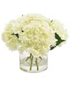 Creative Displays White Hydrangea Floral Arrangement In Glass Vase In White