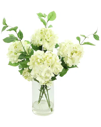 Creative Displays White Hydrangea Flower Arrangement In Glass Vase With Acrylic Water In Multi
