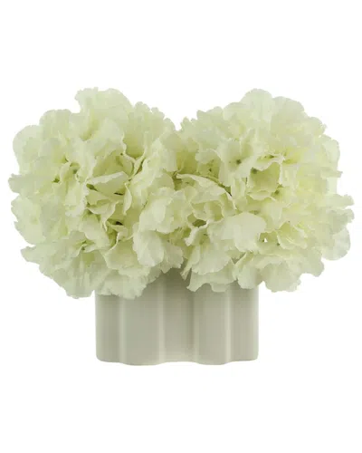 Creative Displays White Hydrangeas Arranged In A Decorative White Ceramic Vase