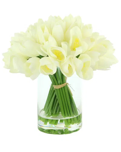 Creative Displays White Tulips Arranged In Clear Glass Vase