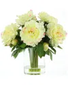 Creative Displays White With Pink Peony Arrangement In Clear Glass Vase In White