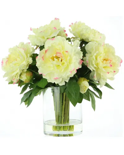 Creative Displays White With Pink Peony Arrangement In Clear Glass Vase