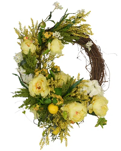 Creative Displays Yellow Peony And Lemon Grapevine Wreath