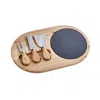 Creative Gifts International 3-piece Oval Slate & Wood Cheese Board Set In Natural