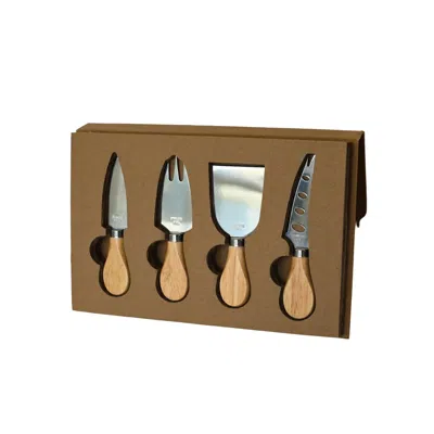Creative Gifts International 4-piece Cheese Serving Set In Natural In Brown