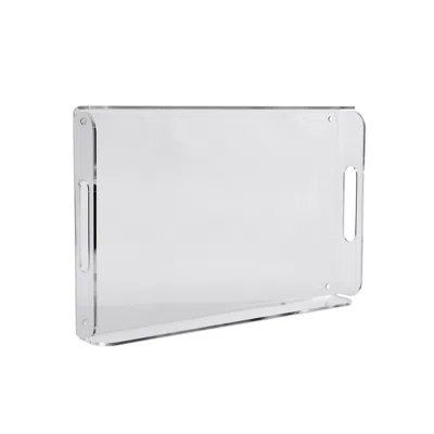 Creative Gifts International Acrylic Handled Tray In Silver In Metallic